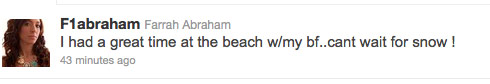 Click for Farrah's beach day tweet