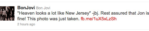 Jon Bon Jovi tweets that he is still alive dispelling online rumors of his death