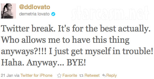 Demi Lovato announces Twitter break prior to re-entering rehab