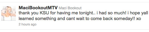 Maci Bookout Kennesaw State University tweet