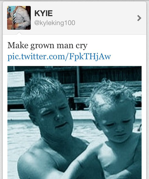 Kyle King and Bentley Make grown man cry tweet and photo