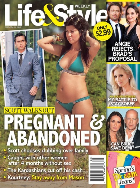 Life and Style cover February 20 2012 with pregnant Kourtney Kardashian