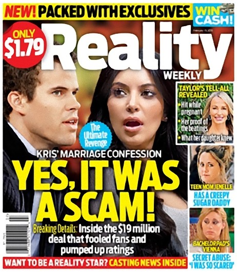 Kim Kardashian wedding scam Reality Weekly cover February 13 2012