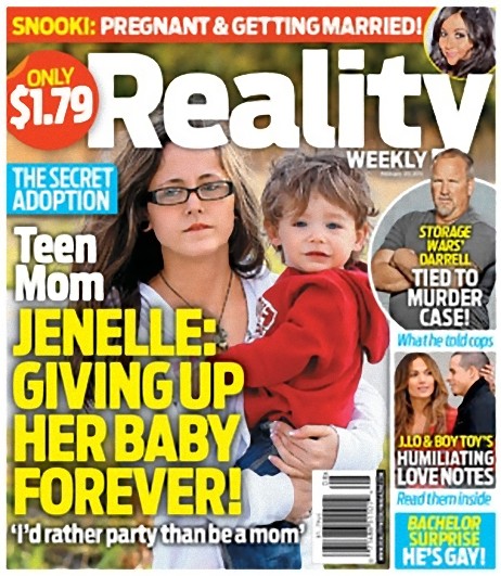 Reality Weekly magazine cover February 20 2012 with Teen Mom Jenelle Evans adoption story