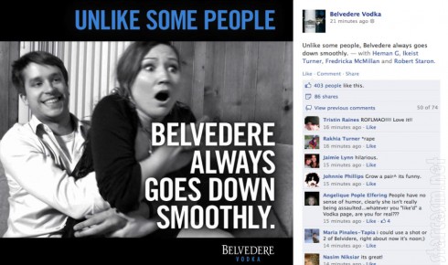 Belvedere Vodka rape ad with Facebook comments