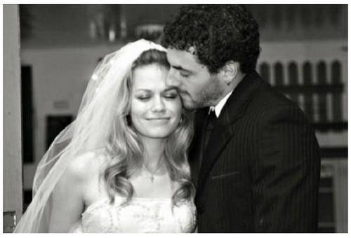 husband Michael Galeotti and wife actress Bethany Joy Lenz on their wedding day