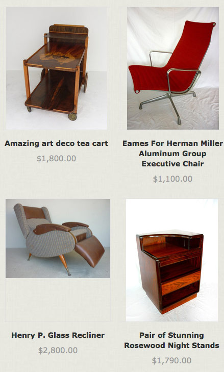 Itms for sale at Moe Prigoff's store River Regency Modern in Dallas Texas