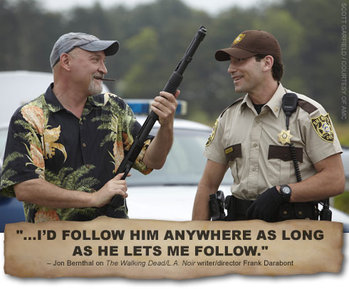 Frank Darabont and Jon Bernthal on the set of The Walking Dead