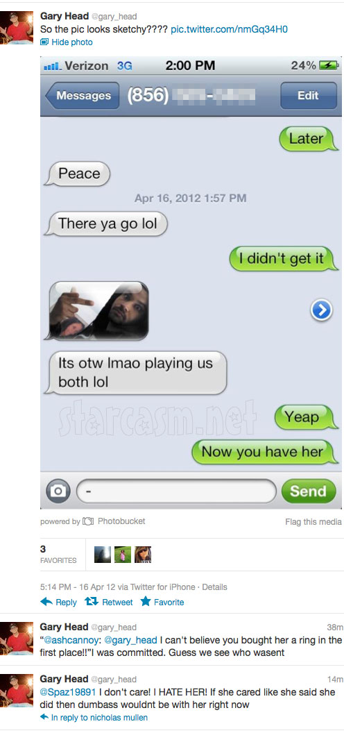 Text messages between Jenelle Evans boyfriends Kieffer Delp and Gary Head