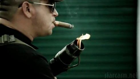 Storage Wars Dave Hester lights a cigar with a flame thrower