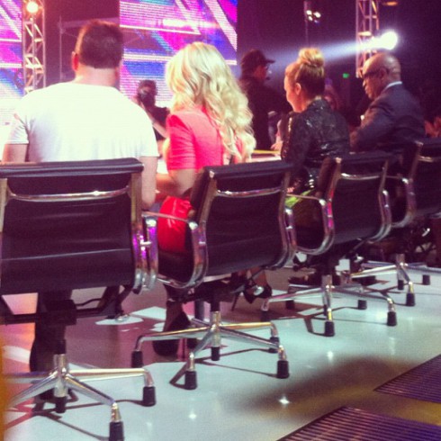 X Factor judges table season 2 Simon Cowell Britney Spears Demi Lovato LA Reid