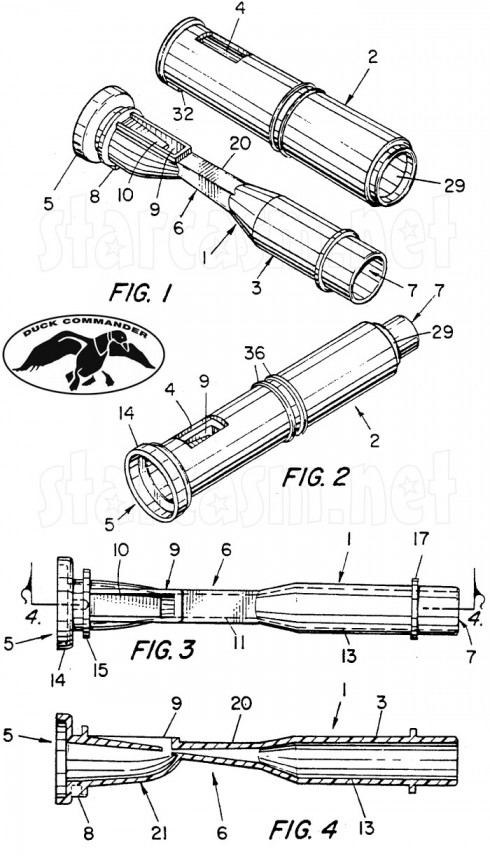Duck Dynasty Duck Cammander duck calls patent illustration