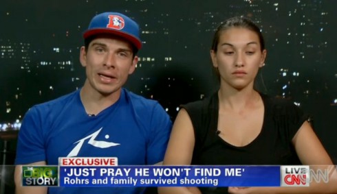 Patricia Legarreta and Jamie Rohrs couple at Colorado Batman shooting who brought their 4-month-old son