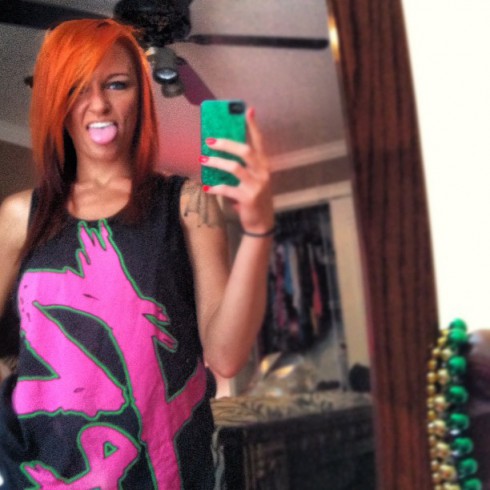 Teen Mom Maci Bookout poses with her new orange hair