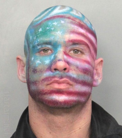 American flag mug shot
