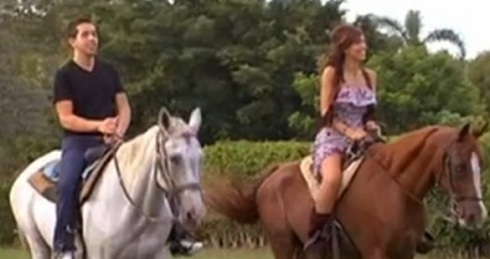 Farrah Abraham and Daniel Alvarez riding horses