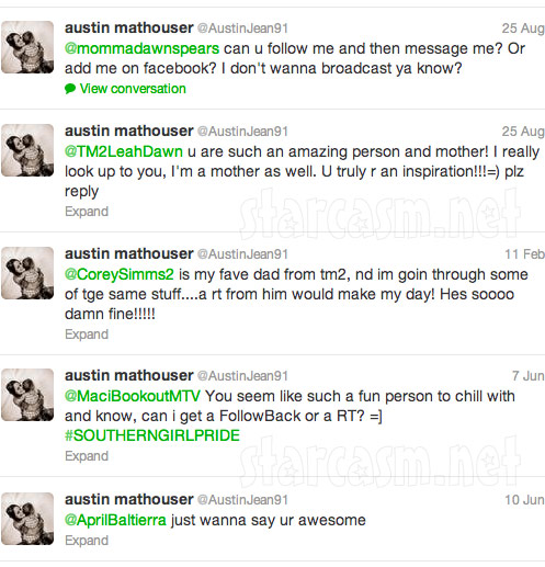 Austin Mathouser tweets directed at cast members of Teen Mom and Teen Mom 2