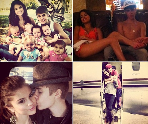 Selena Gomez and Justin Bieber Twitter photo collage