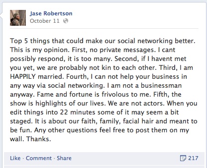 Jase Robertson Duck Dynasty set up Willie Robertson 