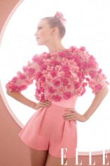 Taylor Swift in pink floral dress in Elle Magazine