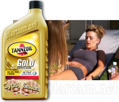 Kayla from Gyspy Sisters uses motor oil as tanning lotion