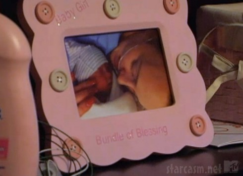 Leah Messer Calvert and newborn daughter Adalynn just after her birth