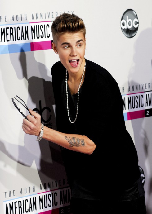 Justin Bieber attends The 40th Anniversary American Music Awards 2012, held at Nokia Theatre L.A. Live in Los Angeles, USA.
