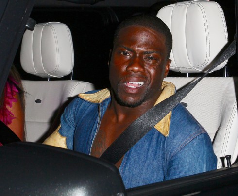 Kevin Hart driving in West Hollywood. The actor was just charged with DUI.