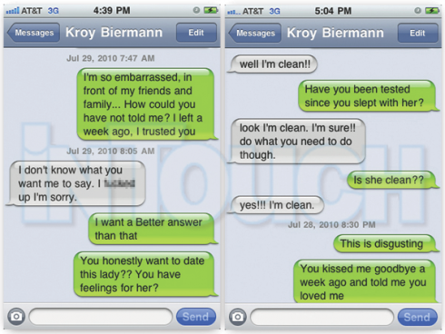 Kroy Biermann text messages to Elizabeth Seward