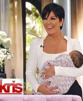 Kris Jenner promotes her new talk show with a possible picture of North West