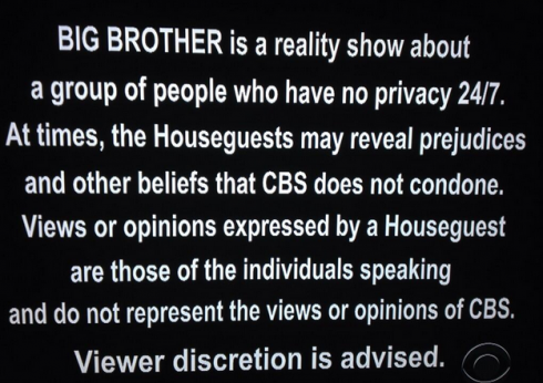 Big Brother Racist Disclaimer BB15