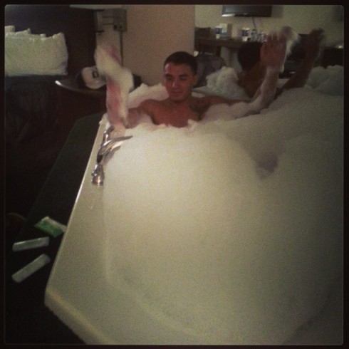 Mackenzie Douthit husband Josh McKee bubble bath honeymoon photo