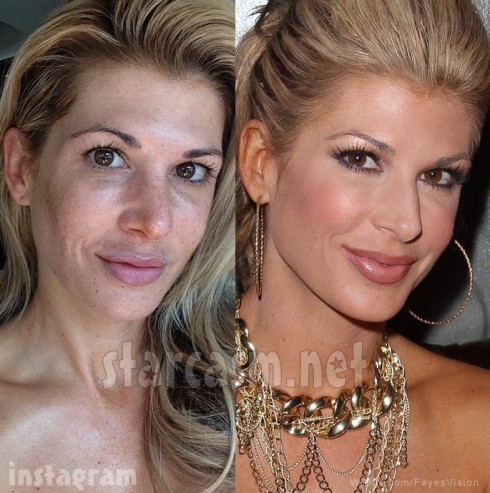 Alexis Bellino with and without makeup side-by-side photos