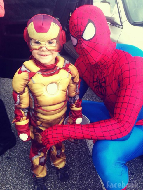 Jace Evans Iron Man costume Nathan Griffith as Spider-Man Halloween 2013
