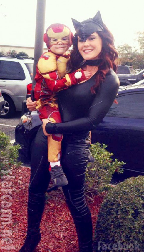 Jenelle Evans Catwoman costume Jace Evans Iron Man costume Halloween 2013
