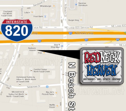 Big Tips Texas restaurant Redneck Heaven Ft. Worth location map