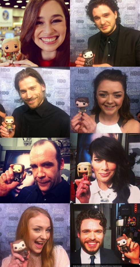 Photos of Game of Thrones actors with Funko toy figures