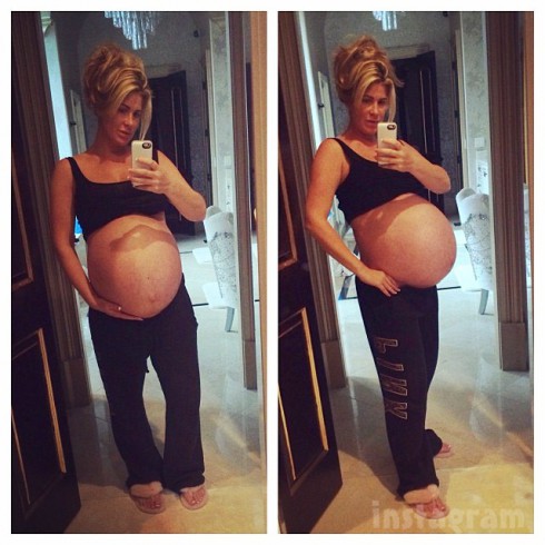 9-months pregnant Kim Zolciak baby bump with twins