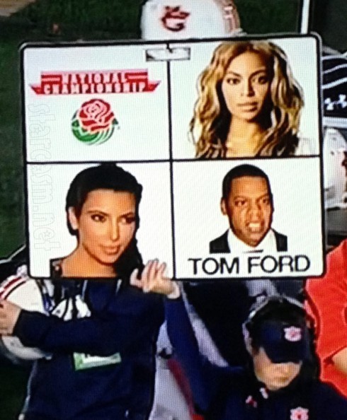 Auburn calls plays frmo sideline with Beyonce Jay-Z Kim Kardashian photos at Rose Bowl