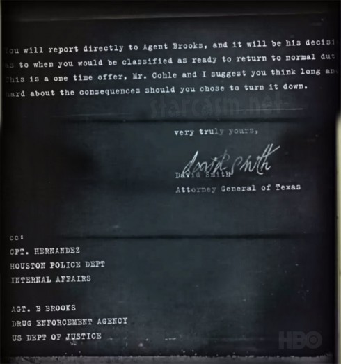 True Detective Rust Cohle redacted files letter from Texas Attorney General