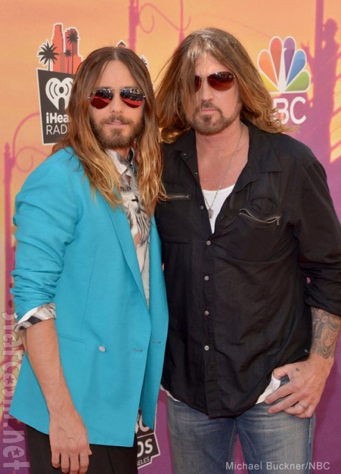 Jared Leto and Billy Ray Cyrus together at iHeart Radio Awards red carpet