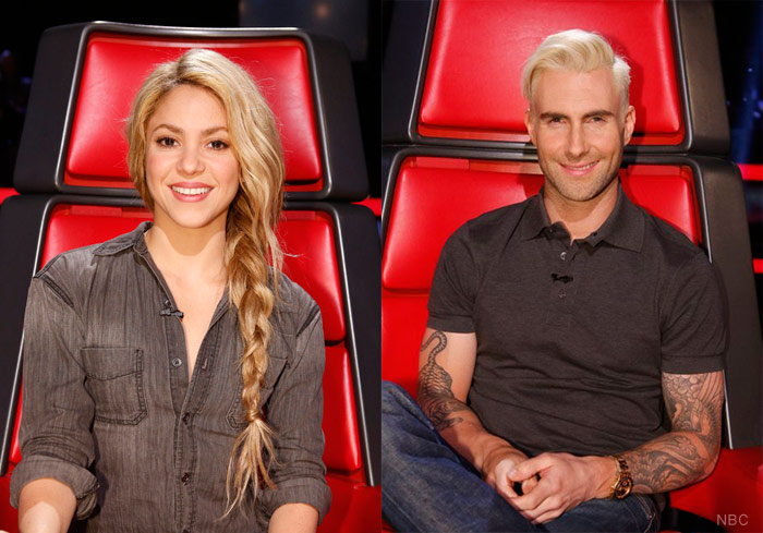 Photos The Voice S Adam Levine And Shakira Swap Blond Hair Styles