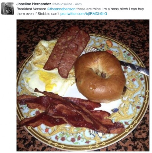 Joseline Hernandez Versace breakfast plate Anna Benson