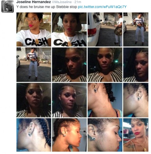  Y dLove and Hip Hop Atlanta Joseline Hernandez Twitter abuse photos bruise me up Stebbie stop