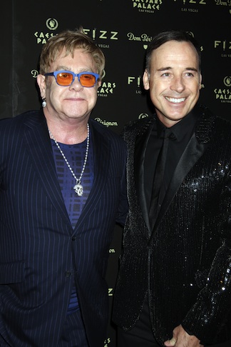 FIZZ Las Vegas grand opening and Elton John's birthday party - Arrivals Sir Elton John and partner David Furnish, at John's birthday party earlier this year.