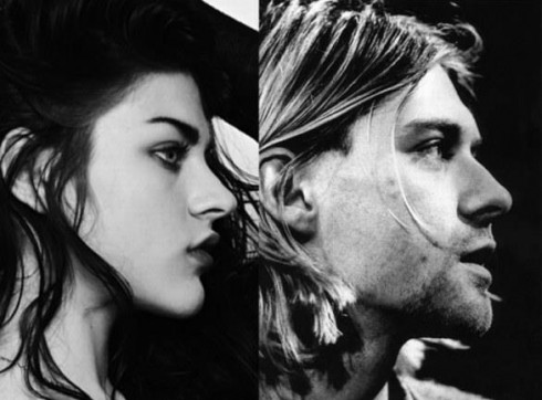 Frances Bean and dad Kurt Cobain look alike, side-by-side photos