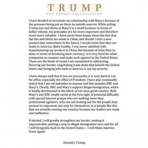Trump statement