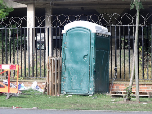 Fish festival port-a-potty moved with woman still inside