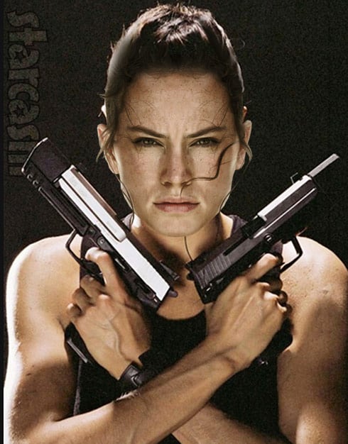 Star Wars Rey Daisy Ridley as Tomb Raider Lara Croft