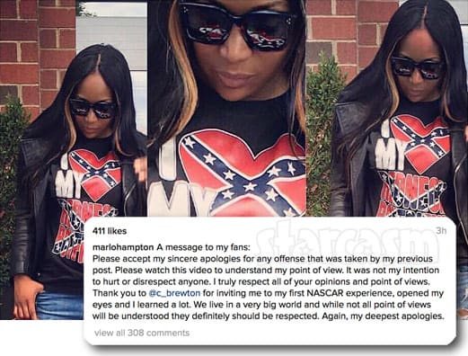 PHOTO VIDEO Marlo Hampton wears Confederate flag boyfriend shirt, apologizes for wearing Confederate flag boyfriend shirt